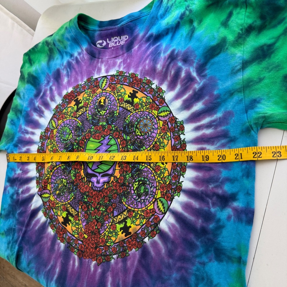 Y2K Liquid Blue Grateful Dead Tie Dye Bears TShirt Large Mandala Skull Roses VTG - Picture 6 of 9